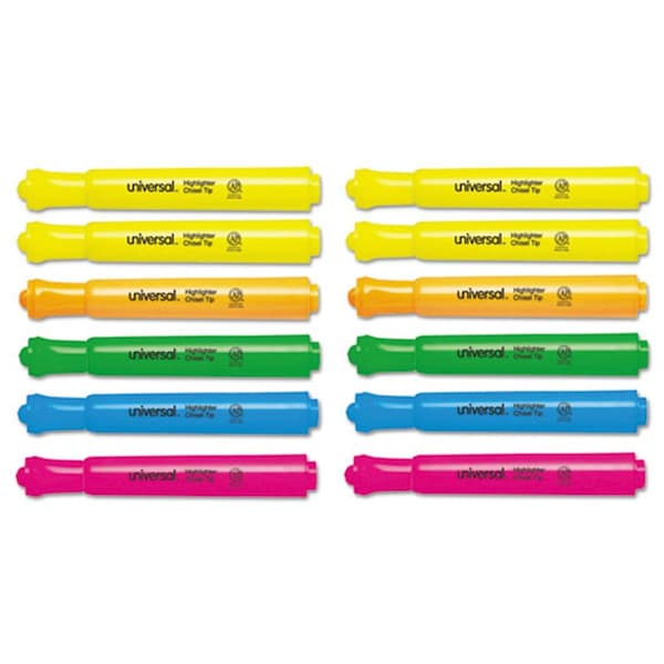 Universal UNV0 Desk Highlighter, Assorted Colors, 12 per Set 8867 - main
